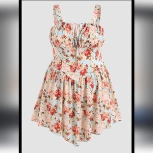 Cider floral zip up corset cami dress XL